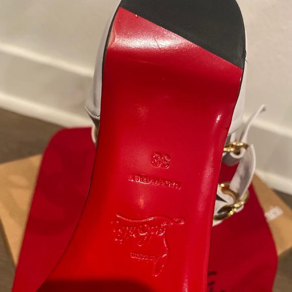 LOUBOUTIN TRES BEA BLACK WHITE LEOPARD PRINT FLAT - Picture 5 of 6